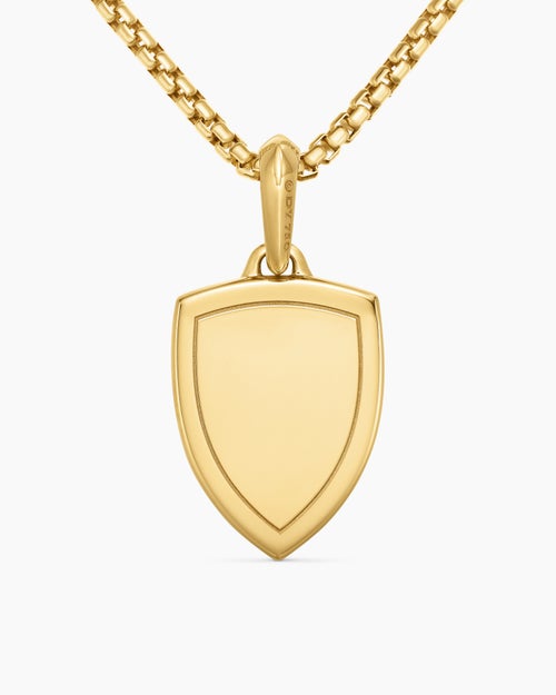 Mens St. Michael Amulet in 18ct Yellow Gold with Diamonds, 26mm