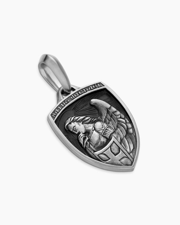 St. Michael Amulet in 18K Yellow Gold with Diamonds, 26mm