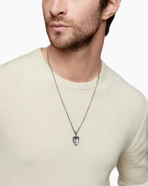 Mens St. Michael Amulet in Sterling Silver, 26mm