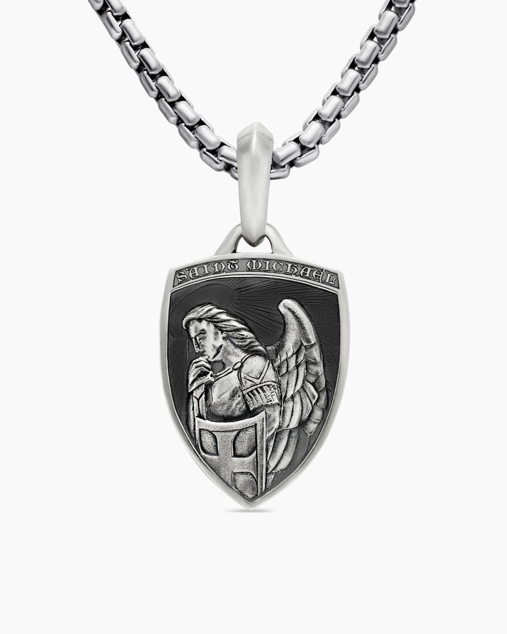 Mens St. Michael Amulet in Sterling Silver, 26mm