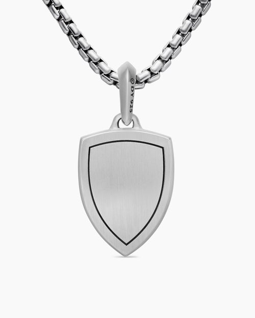 Mens St. Michael Amulet in Sterling Silver with Black Diamonds, 26mm