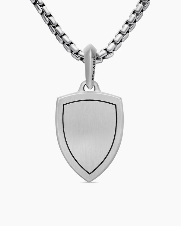 St. Michael Amulet in Sterling Silver with Black Diamonds, 26mm