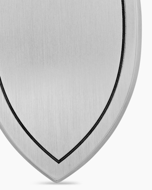 Mens St. Michael Amulet in Sterling Silver with Black Diamonds, 26mm