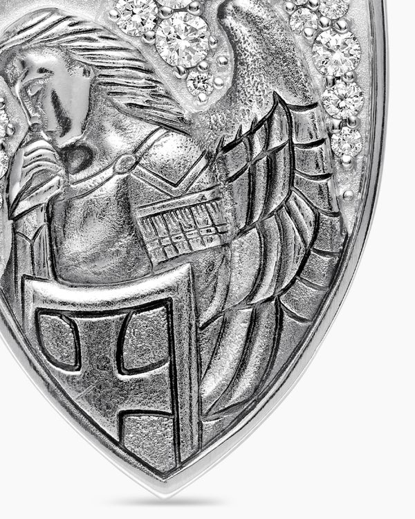 St. Michael Amulet in Sterling Silver with Diamonds, 26mm