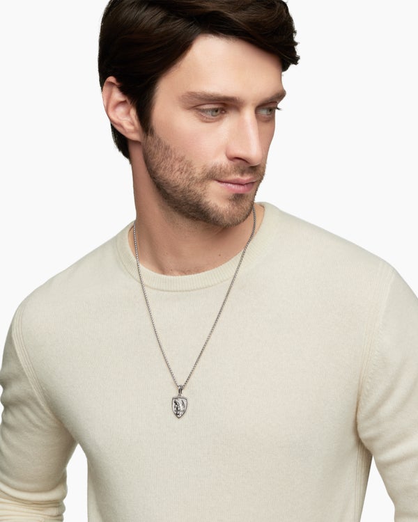 St. Michael Amulet in Sterling Silver with Diamonds, 26mm