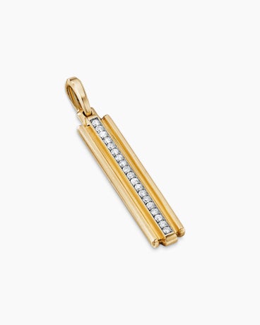 Deco Ingot Tag in 18K Yellow Gold with Diamonds, 51mm