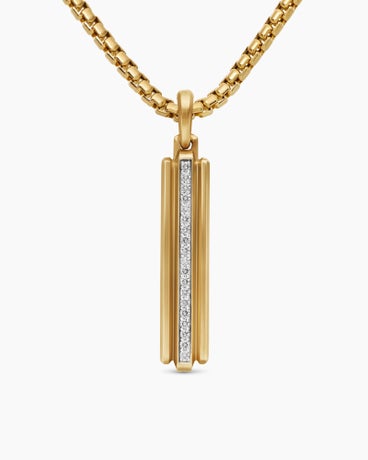 Deco Ingot Tag in 18K Yellow Gold with Diamonds, 51mm
