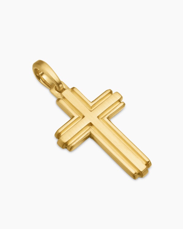 Pendentif Deco croix en or jaune 18 carats, 34 mm