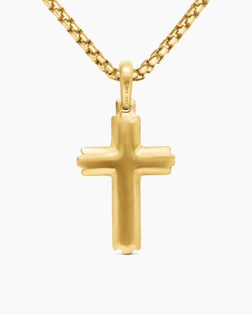 Mens Cross Pendant in 18ct Yellow Gold, 34mm