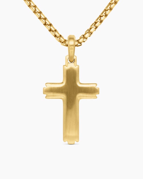 Mens Cross Pendant in 18K Yellow Gold with Diamonds, 34mm