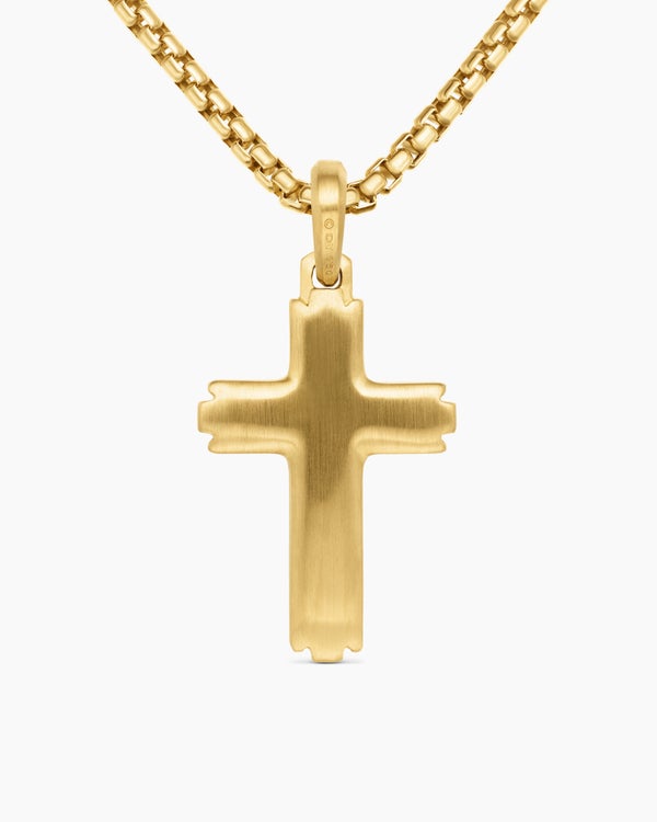 Cross Pendant in 18K Yellow Gold with Diamonds, 34mm