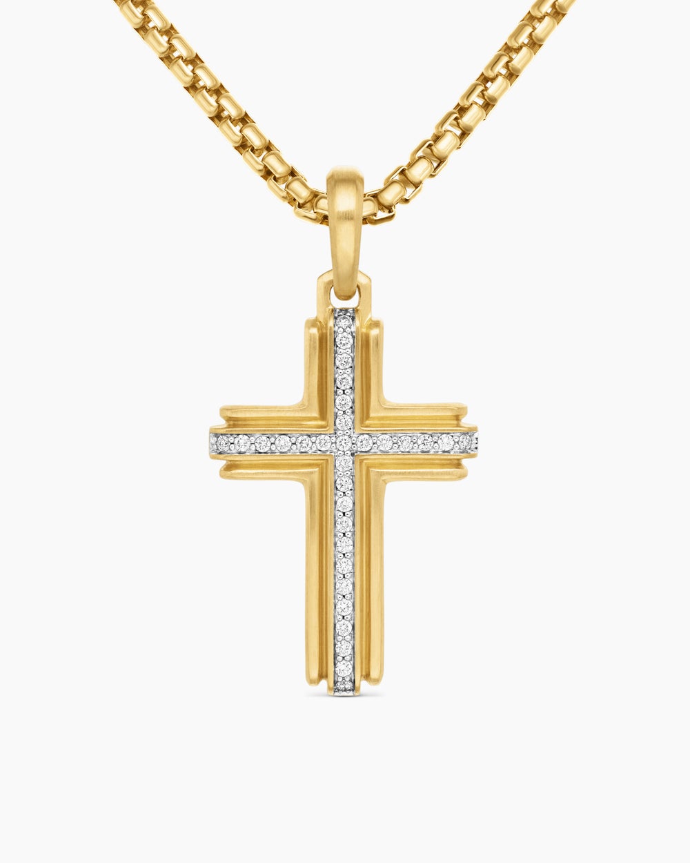 Pendentif croix en or jaune 18 carats avec diamants, 34 mm hommes