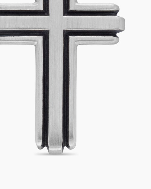 Mens Cross Pendant in Sterling Silver, 34mm