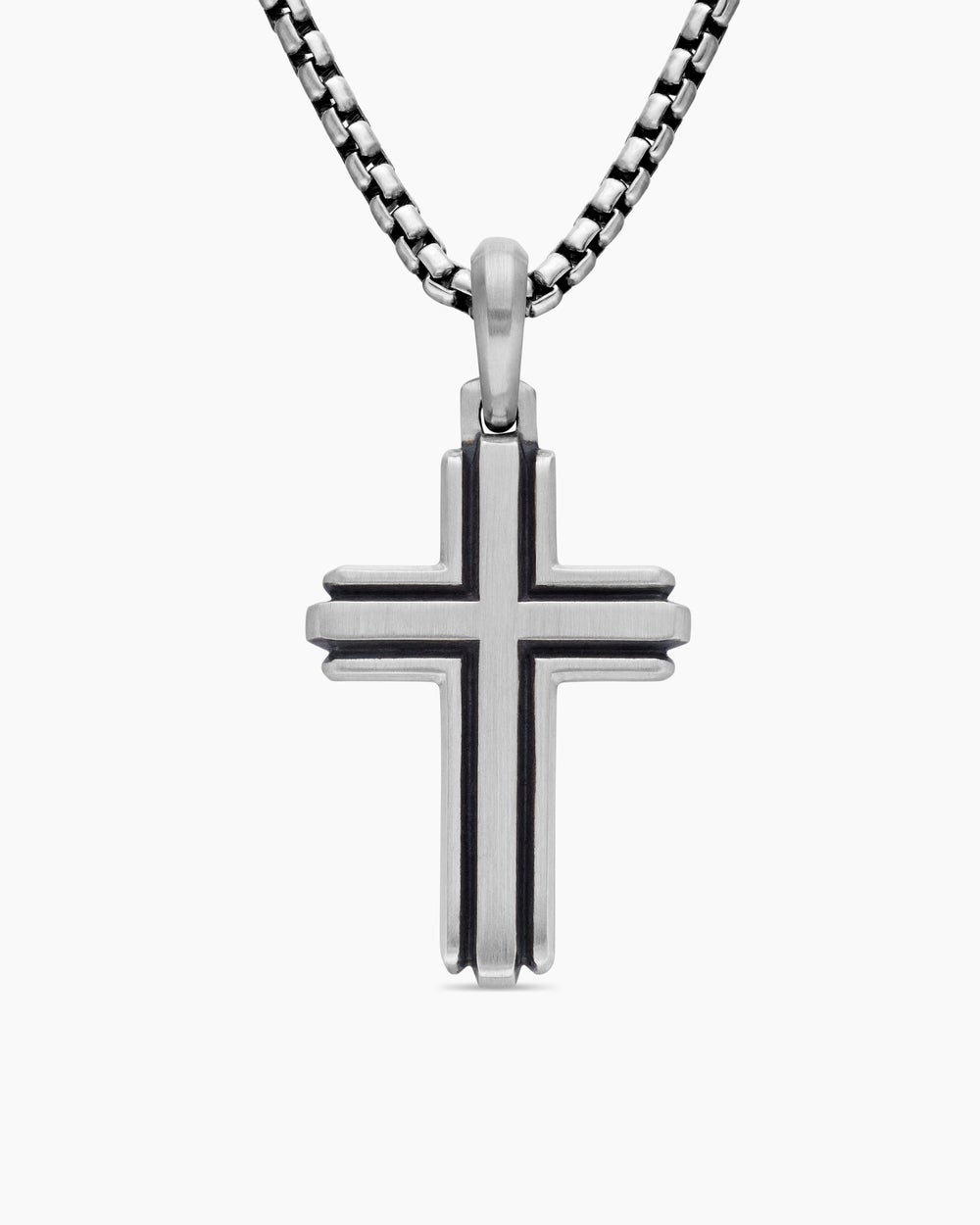 Mens Cross Pendant in Sterling Silver, 34mm