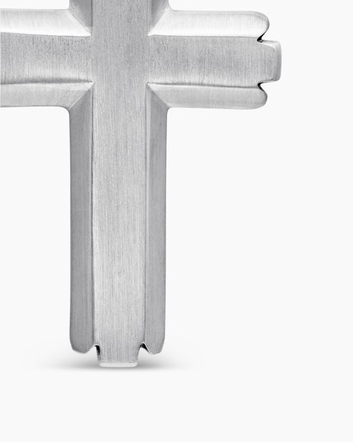 Mens Cross Pendant in Sterling Silver with Black Diamonds, 34mm