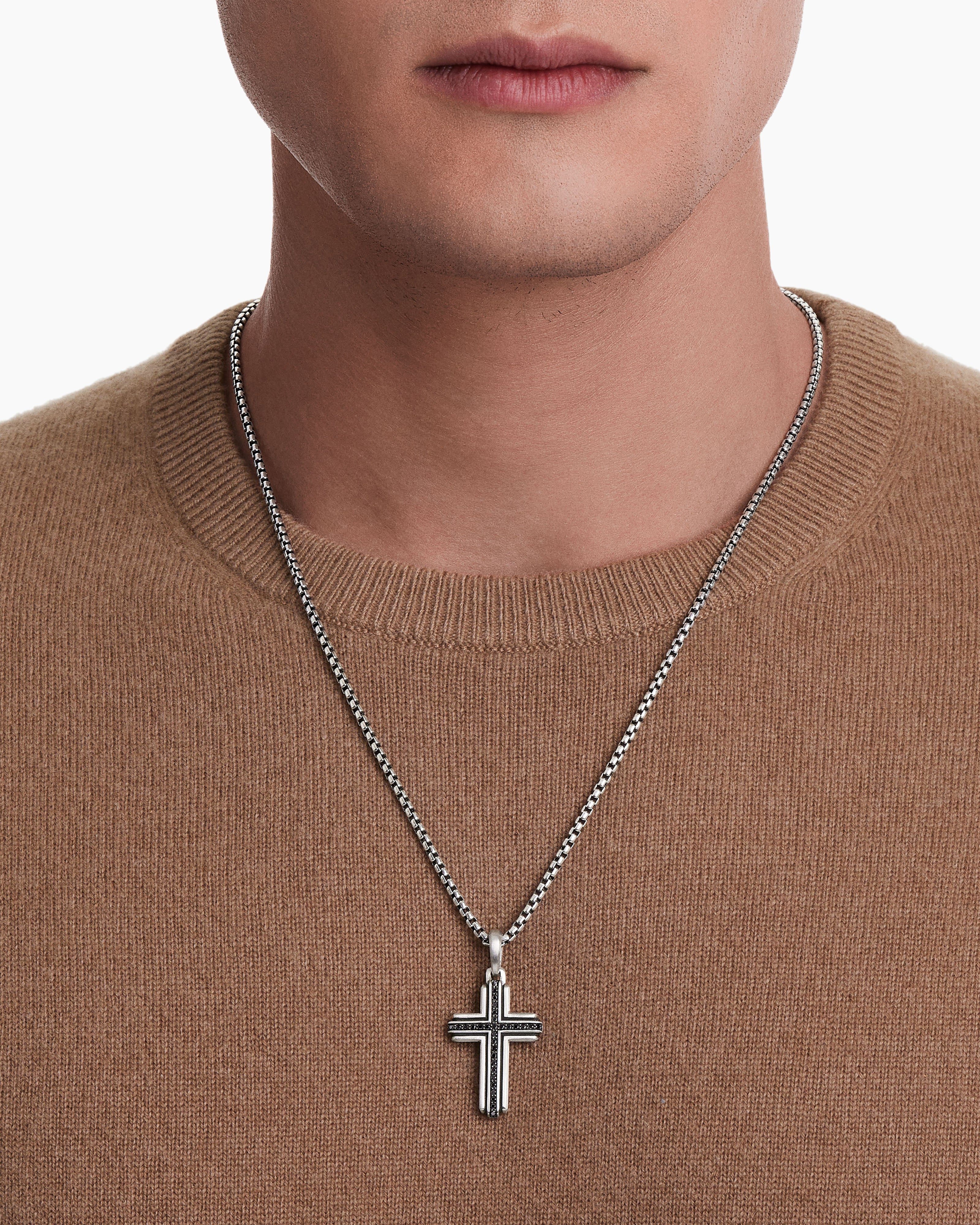 X Cross Necklace in Sterling Silver with 14K Yellow Gold and Diamonds,  31.7mm | David Yurman