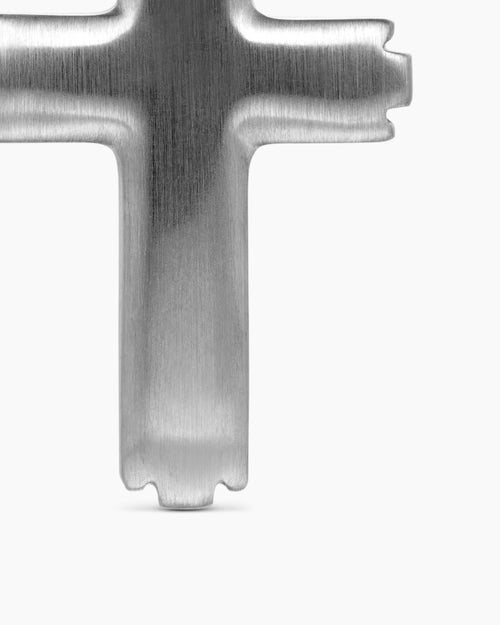 Mens Cross Pendant in Sterling Silver with Diamonds, 34mm