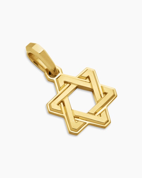 Mens Deco Star of David Pendant in 18ct Yellow Gold, 19.5mm