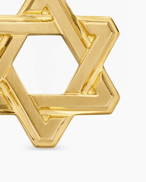 Mens Deco Star of David Pendant in 18K Yellow Gold, 19.5mm