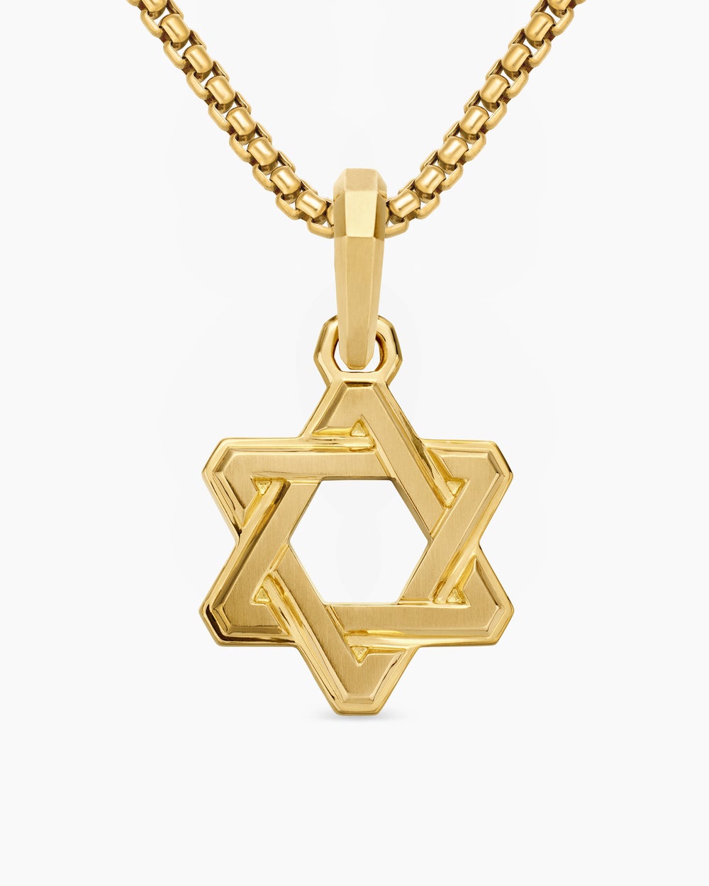 Mens Deco Star of David Pendant in 18K Yellow Gold, 19.5mm