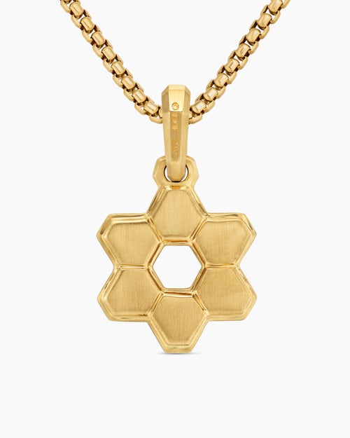 Mens Deco Star of David Pendant in 18K Yellow Gold with Diamonds, 19.5mm