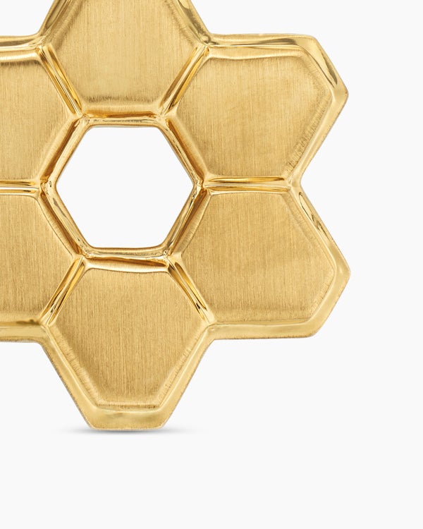 Deco Star of David Pendant in 18K Yellow Gold with Diamonds, 19.5mm