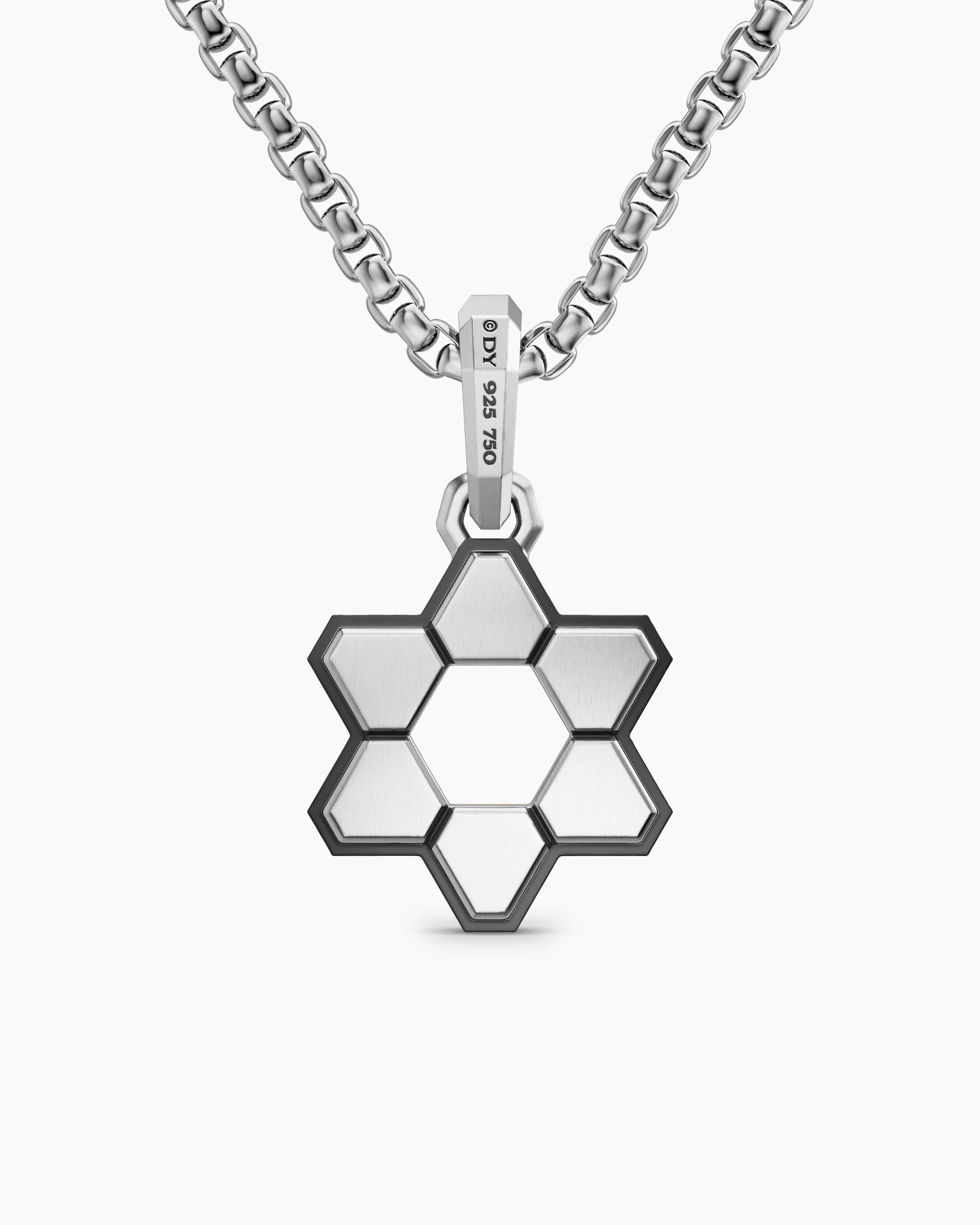 Deco Star of David Pendant 18K Yellow Gold, 19.5mm - thumbnail 6