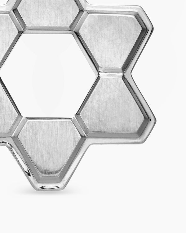 Deco Star of David Pendant in Sterling Silver, 19.5mm