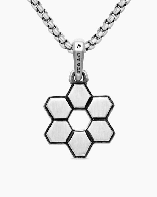 Pendentif Deco Étoile de David en argent massif avec diamants noirs, 19,5 mm