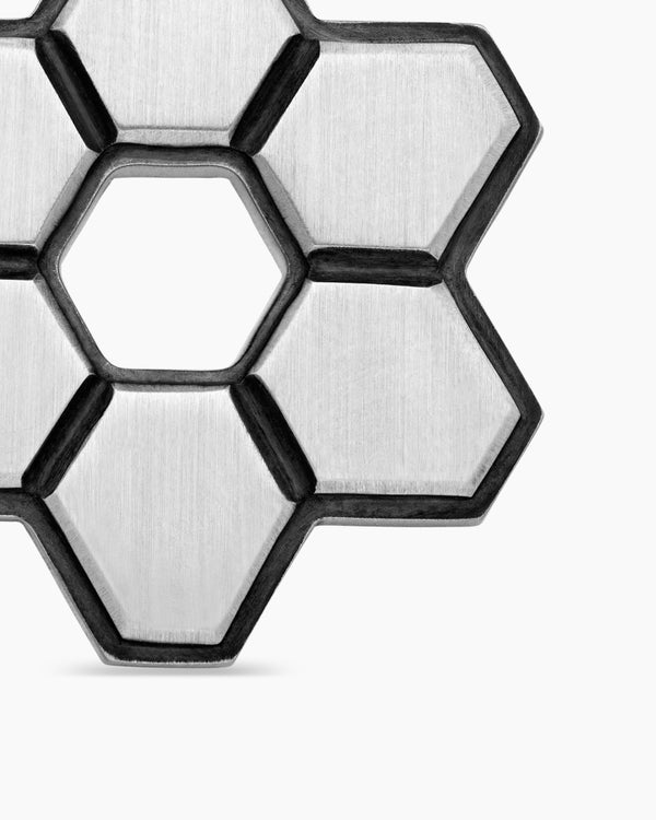 Deco Star of David Pendant in Sterling Silver with Diamonds, 19.5mm