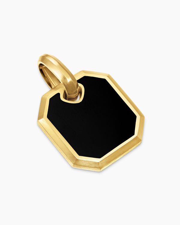 Amulette octogonale en or jaune 18 carats avec onyx noir, 15 mm