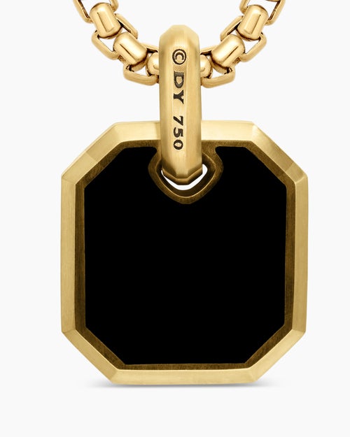 Mens Octagonal Amulet in 18K Yellow Gold with Black Onyx, 15mm