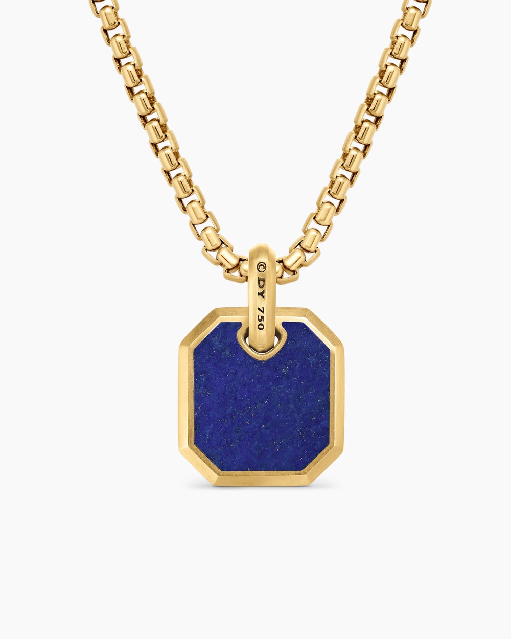 Amulette octogonale en or jaune 18 carats avec lapis-lazuli, 15 mm hommes