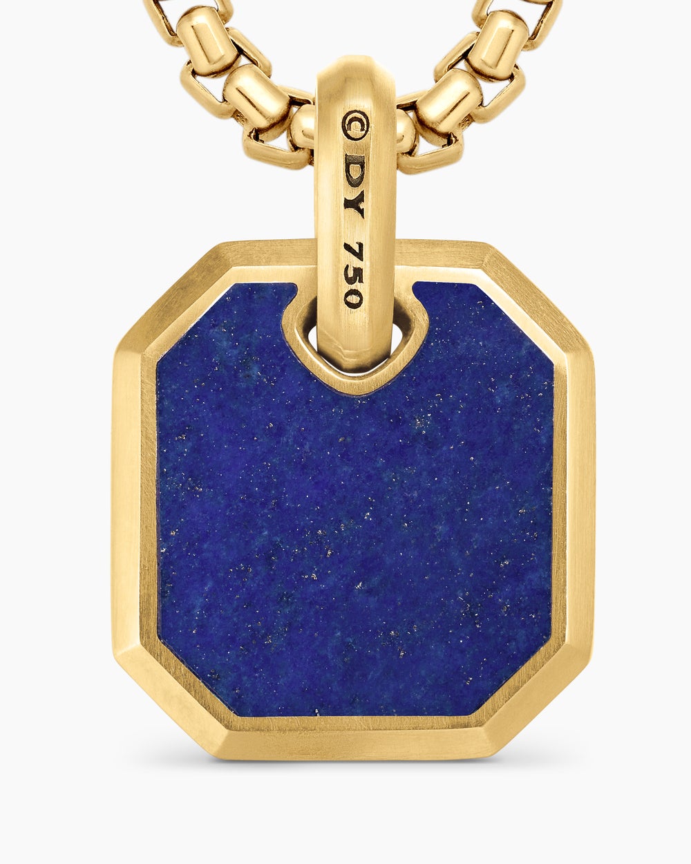 Amulette octogonale en or jaune 18 carats avec lapis-lazuli, 15 mm hommes
