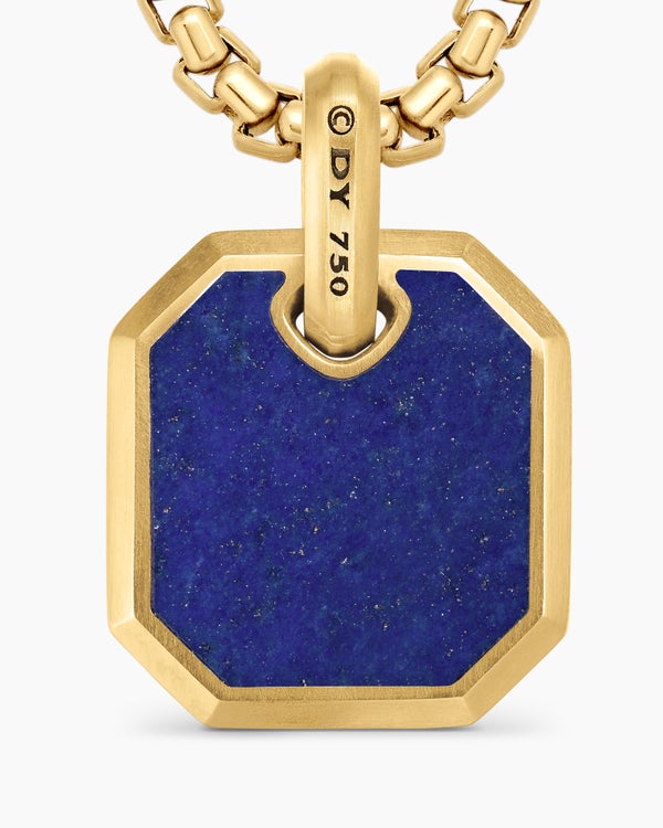 Octagonal Amulet in 18K Yellow Gold with Lapis, 15mm