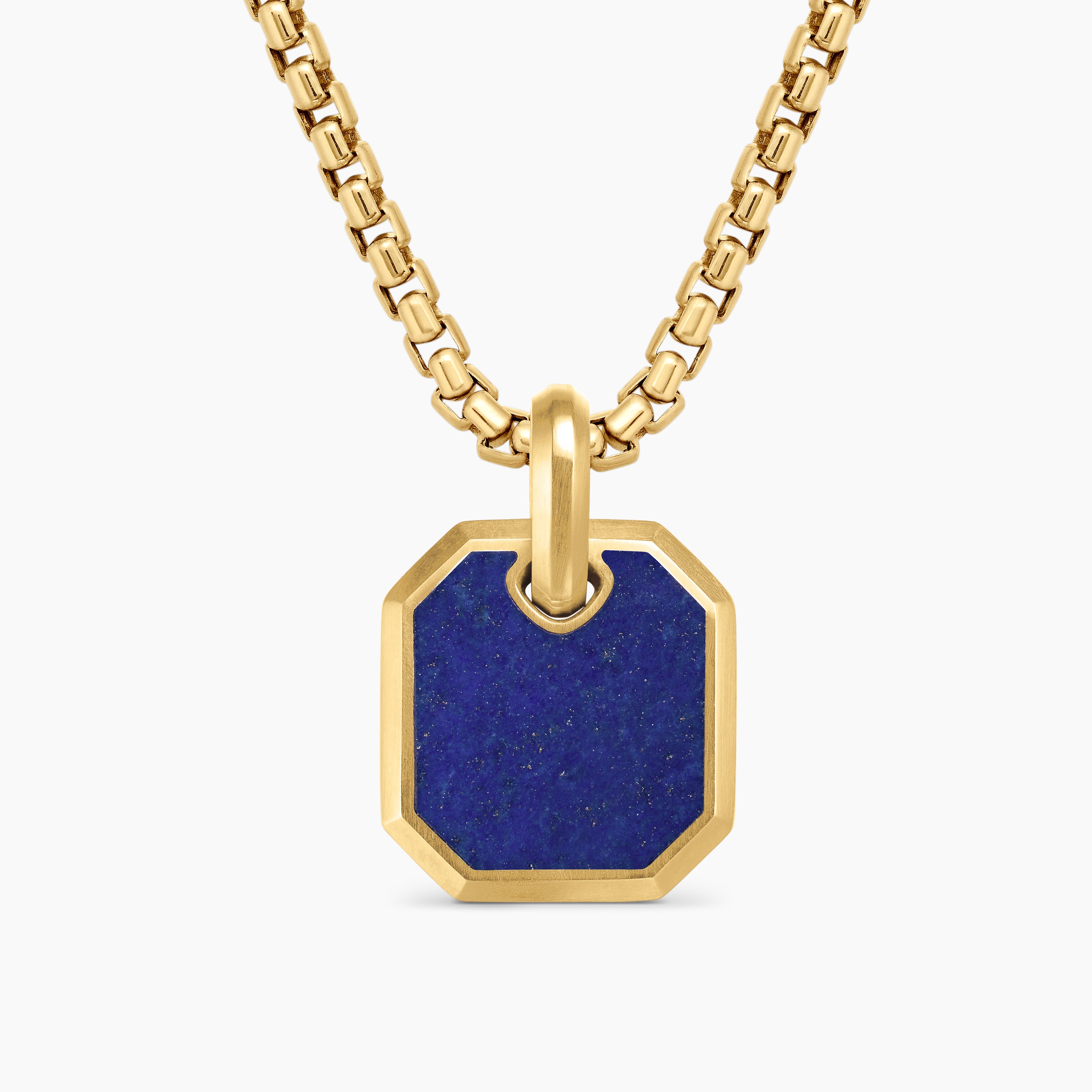 Amulette octogonale en or jaune 18 carats avec lapis-lazuli, 15 mm hommes 
