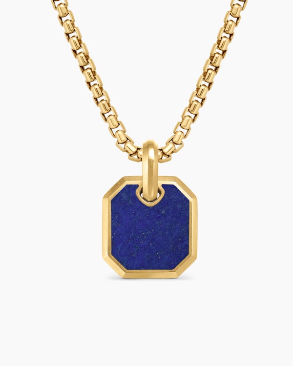 Octagonal Amulet in 18K Yellow Gold with Lapis, 15mm