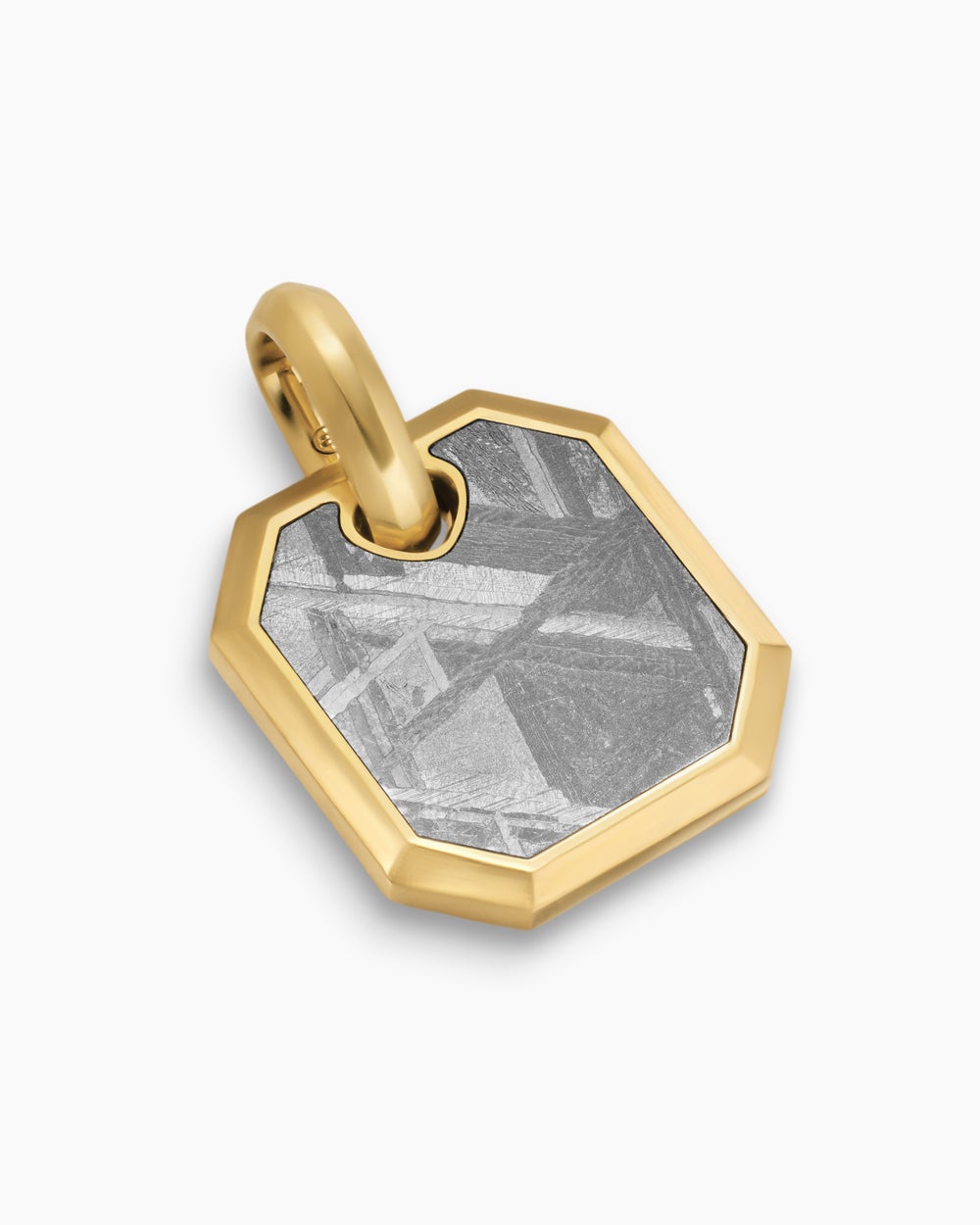 Amulette octogonale en or jaune 18 carats avec Meteorite, 15 mm homme