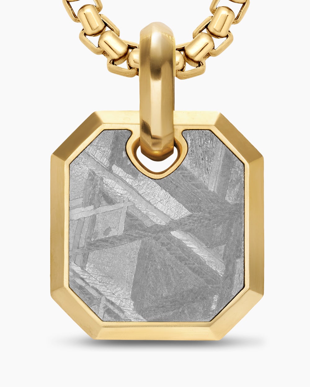 Amulette octogonale en or jaune 18 carats avec Meteorite, 15 mm homme