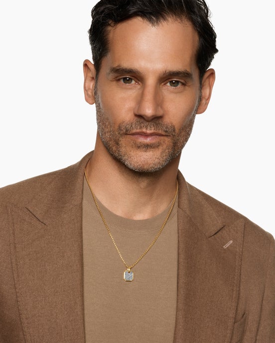 Octagonal Amulet in 18ct Yellow Gold with Meteorite, 15mm