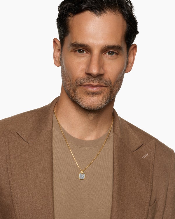 Amulette octogonale en or jaune 18 carats avec Meteorite, 15 mm