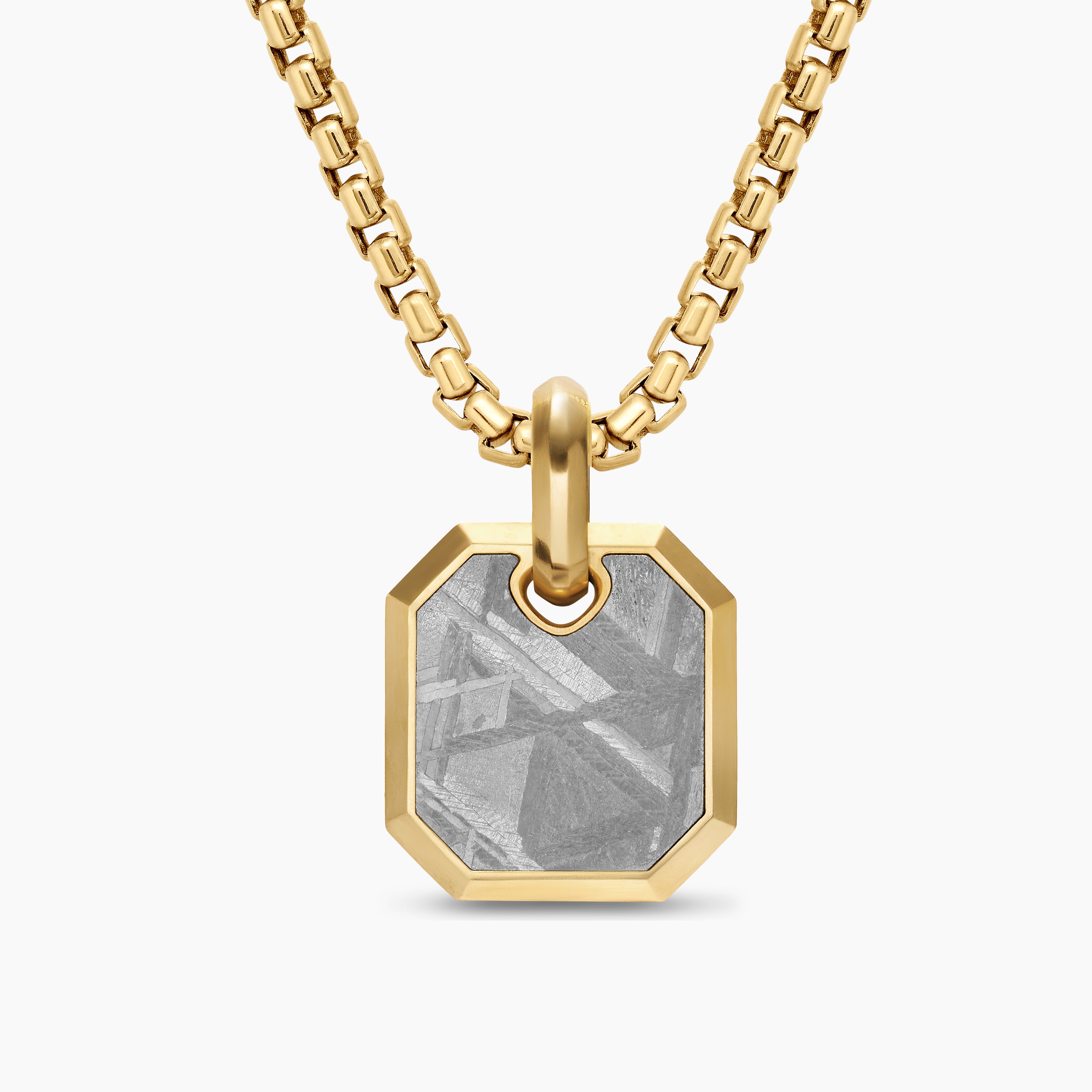 Amulette octogonale en or jaune 18 carats avec Meteorite, 15 mm homme 