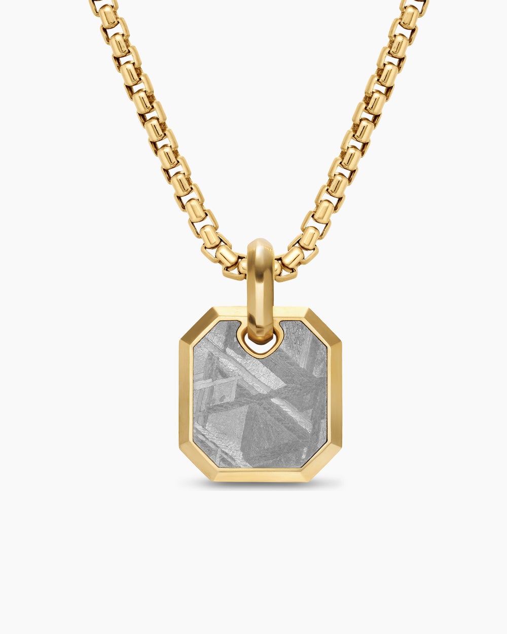 Amulette octogonale en or jaune 18 carats avec Meteorite, 15 mm homme