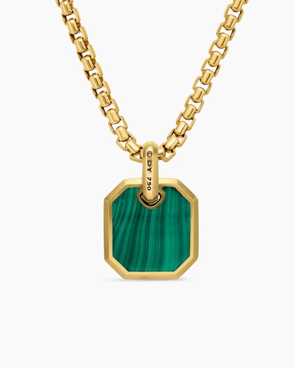 Amulette Roman en or jaune 18 carats avec malachite, 15 mm
