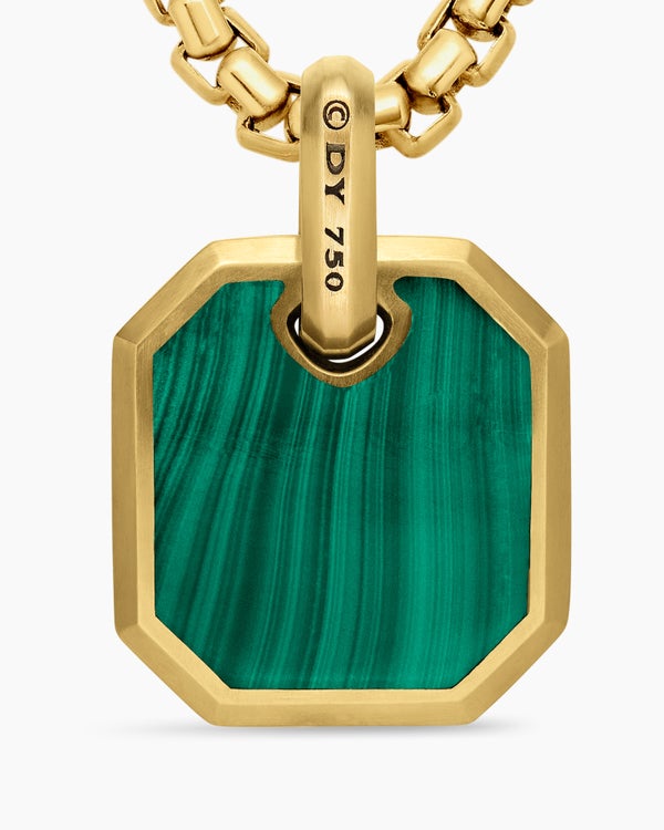 Amulette Roman en or jaune 18 carats avec malachite, 15 mm
