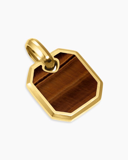 Mens Octagonal Amulet in 18ct Yellow Gold with Tiger’s Eye, 15mm