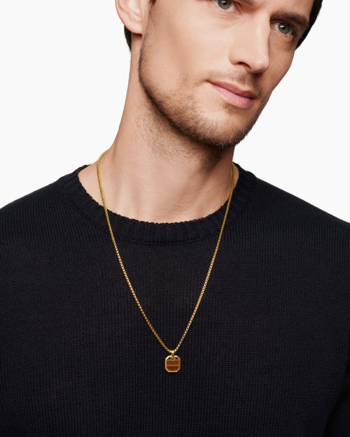 Mens Octagonal Amulet in 18ct Yellow Gold with Tiger’s Eye, 15mm