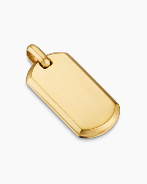 Mens Chevron Tag in 18K Yellow Gold, 35mm