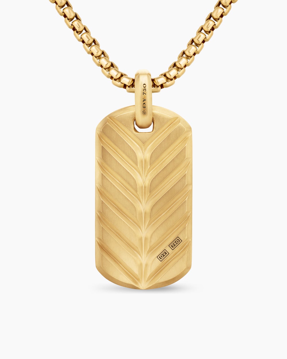 Mens Chevron Tag in 18K Yellow Gold, 35mm