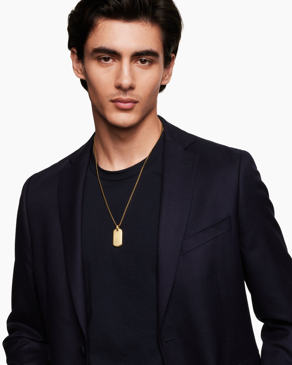 Mens Chevron Tag in 18K Yellow Gold, 35mm